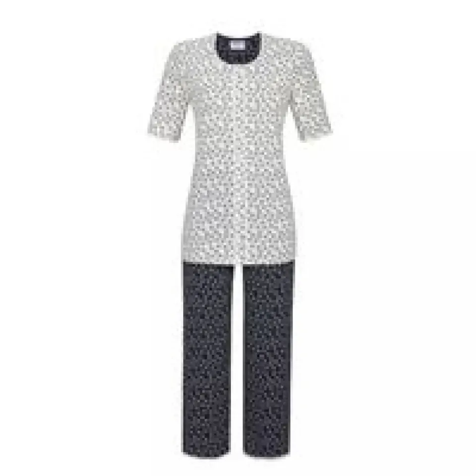Ringella Dames doorknooppyjama met korte mouw en piraatbroek.