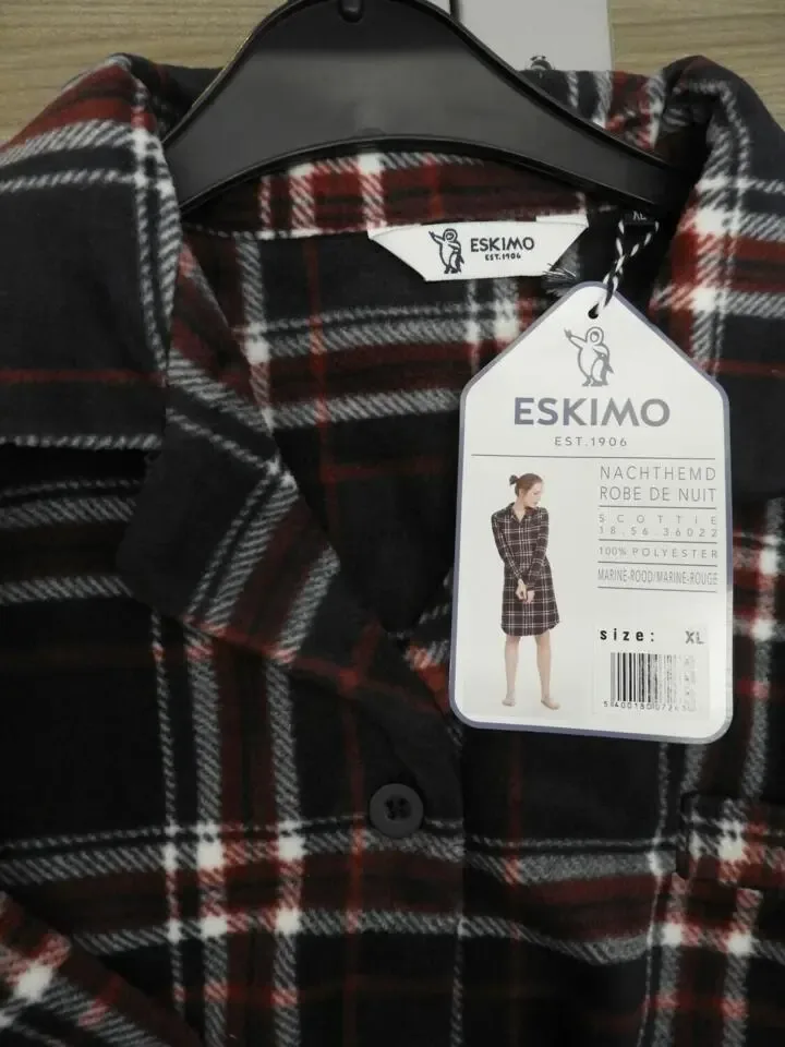 Eskimo Nachthemd Scottie (polar fleece) met knopen vooraan ( ESK.1283 )