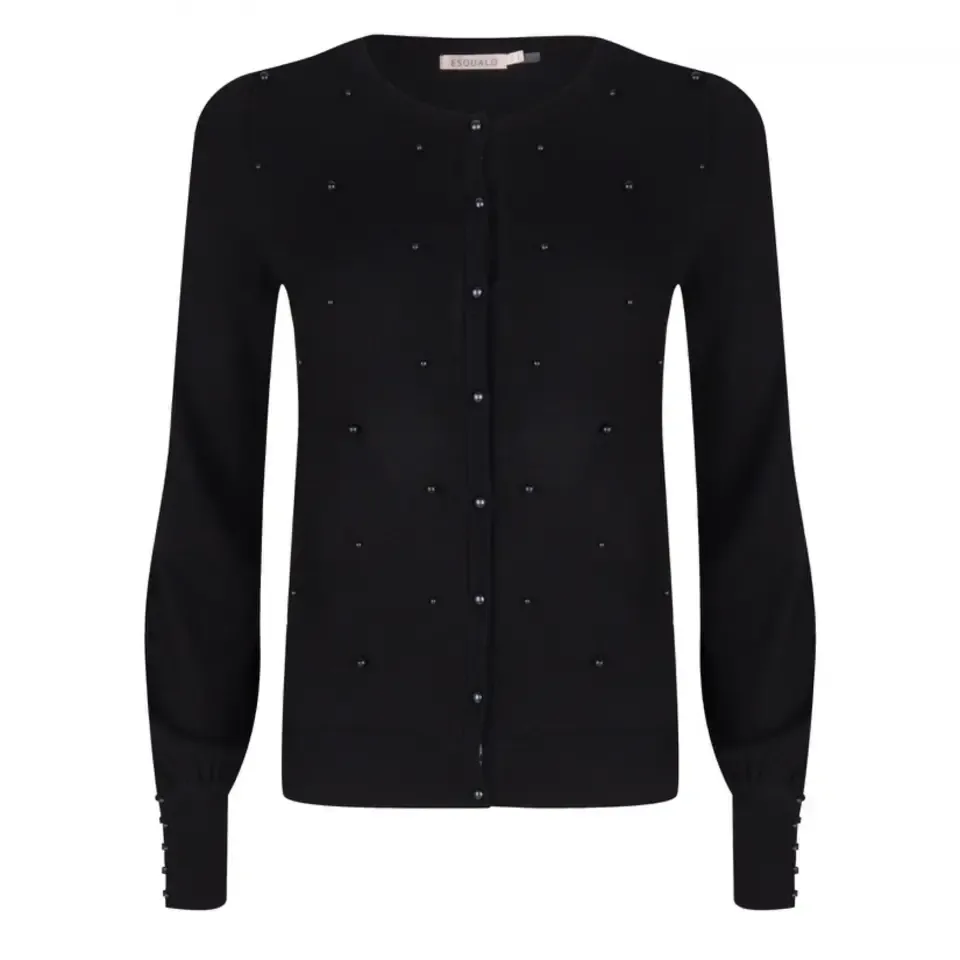 Esqualo Cardigan / Gilet met parels: Zwart
