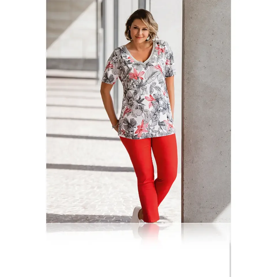 KjBrand Shirt pmet v-hals met bloemen GROTE MATEN