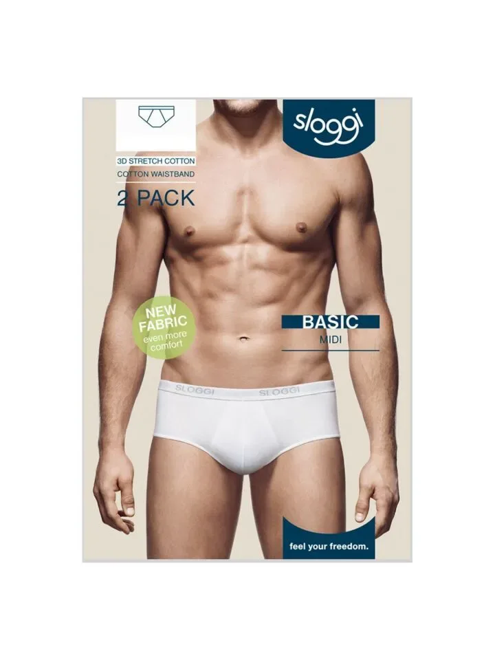 Sloggi Men Basic Midi slip ( wit / grijs of zwart ) Duopack ( Slog.102 / Slog.104 / Slog.107)