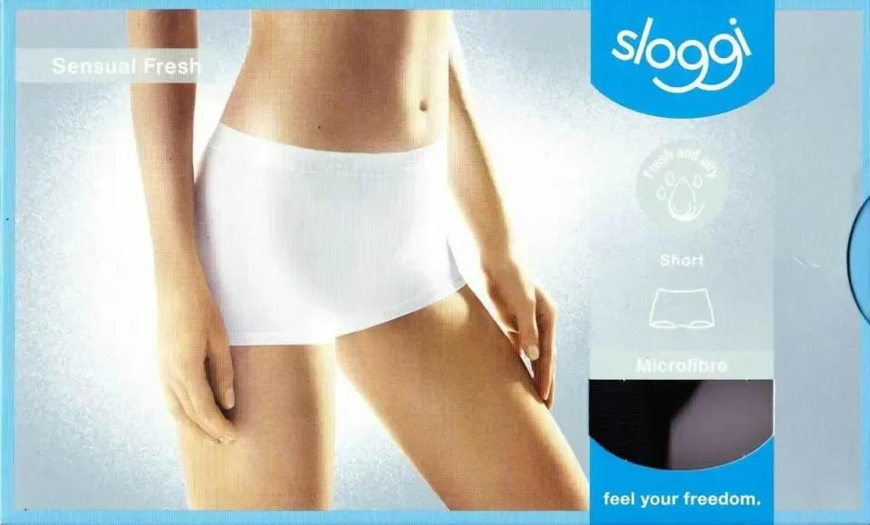 Sloggi dames: Sensual Fresh Short ( Wit / zwart ) Slog.197/196