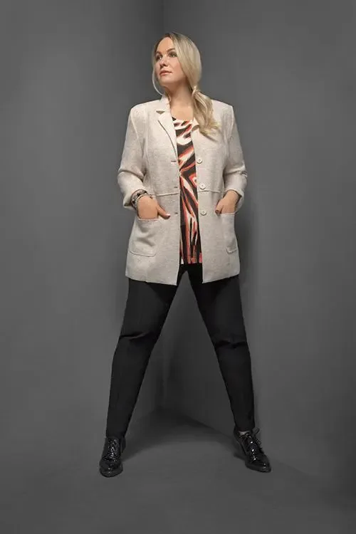 Mona Lisa Zwarte broek met elastiek ( tot maat 50 ) ( Mona.120)