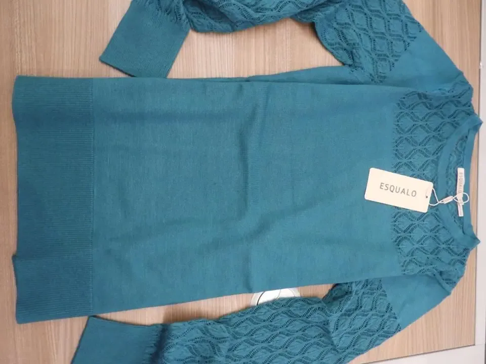 Esqualo Pull met gebreide kant ( Petrol blauw ) ( ESQ.156)