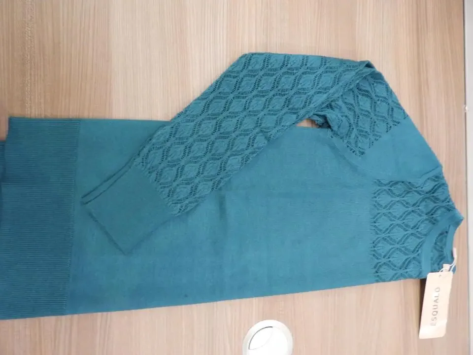 Esqualo Pull met gebreide kant ( Petrol blauw ) ( ESQ.156)