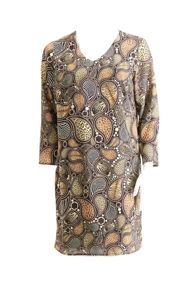 Signe Nature Kleed ( Zwart / Camel ) 3/4 mouw ( Signe.946 )