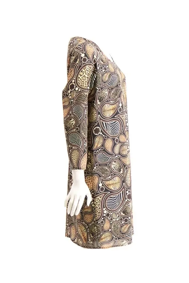 Signe Nature Kleed ( Zwart / Camel ) 3/4 mouw ( Signe.946 )