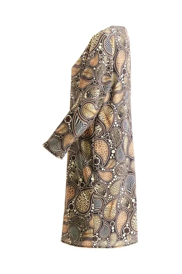Signe Nature Kleed ( Zwart / Camel ) 3/4 mouw ( Signe.946 )