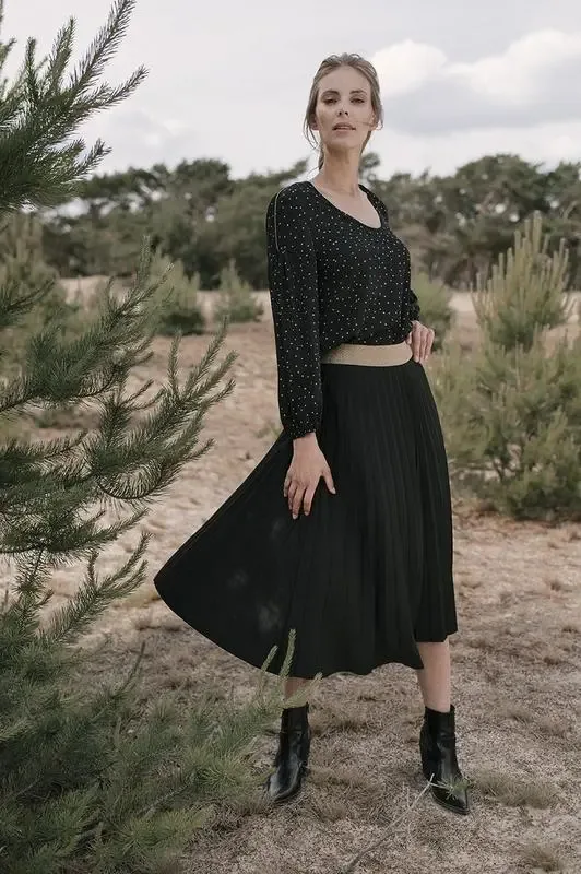 Signe Nature Plisse rok: Zwart ( Signe.963)