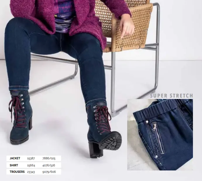 Kj Brand Damesbroek: Jenny Jeansbroek Elastiek ( tot maat 52 ) ( BRA.207)