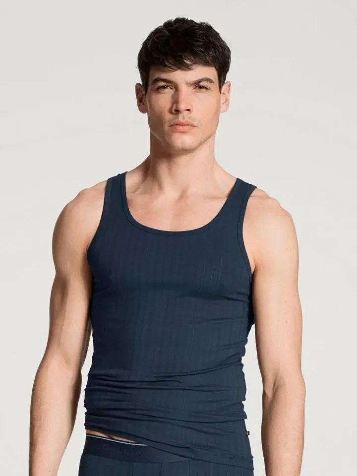 Calida Heren onderhemd zonder mouwen: Athletic shirt Blauw ( CAL.138 )