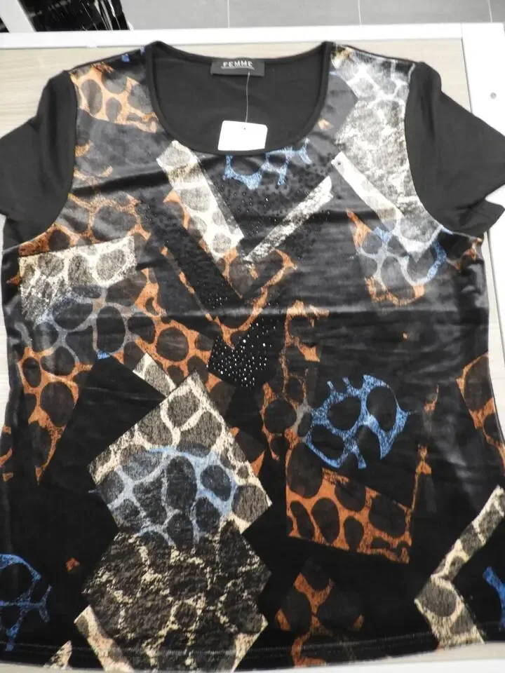 Femme Shirt, fijne brei ( zwart met velours ) ( God.24 )