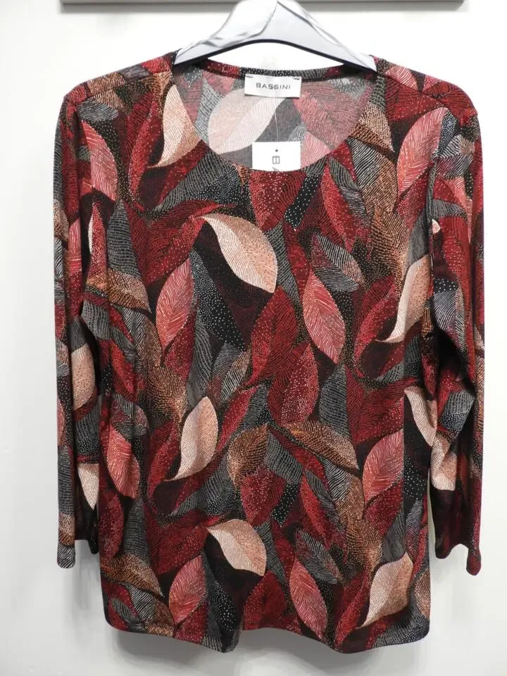 Bassini shirt 7/8 mouwen: bordeau ( BAS.19 )