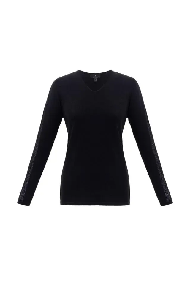Marble Zwarte pull: fijne brei ( MAR.105 )