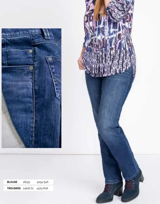 Kj Brand Jeans broek: Betty ( elastiek + knoop ) tot maat 54 ( BRA.214 )