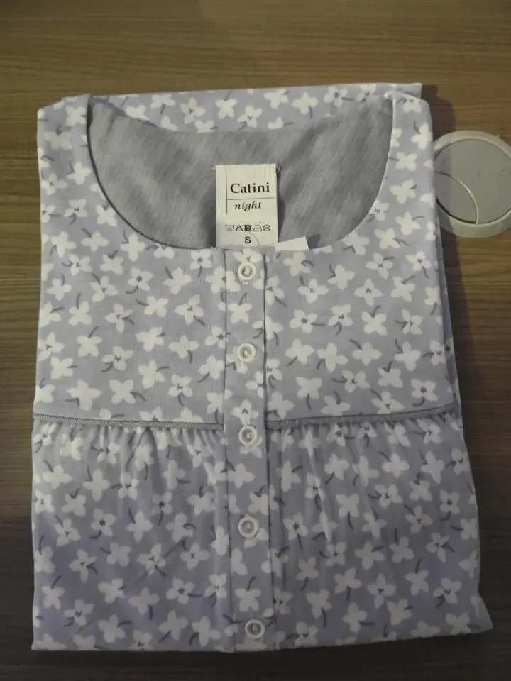 Catini Klassiek nachthemd lange mouw: lengte 115cm ( Blauw ) tot 4XL ( TEX.718 )