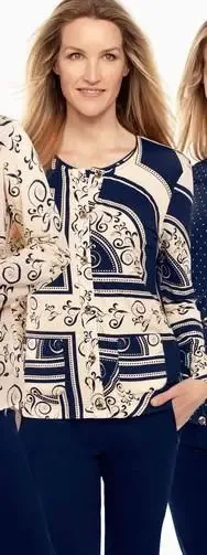 Eugen Klein Fijne Gilet met knopen: Blauw / Beige ( EUG.48 )