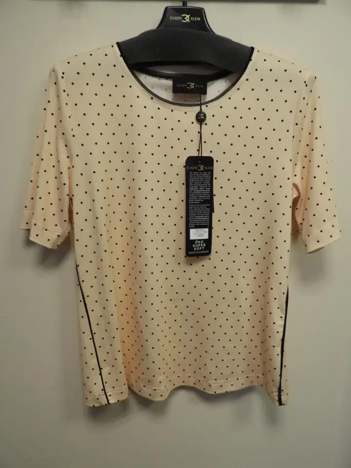 Eugen Klein T-shirt: Beige met blauwe bolletjes ( EUG.52 )