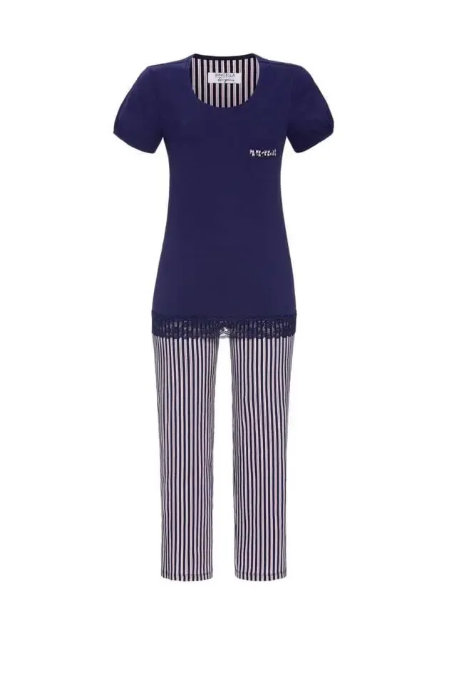 Ringella Dames Pyjama: Blauw T -shirt met 7 /8 broek ( RIN.261 )