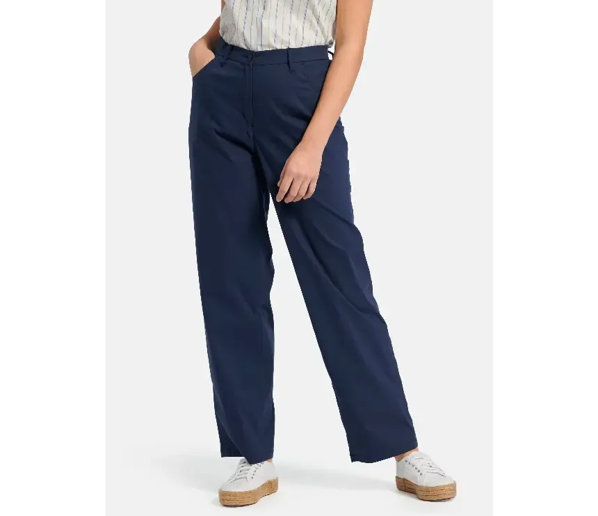 KJ Brand Blauw Linnen broek: Elastiek + knoop tot maat 50 (BRA.227 )