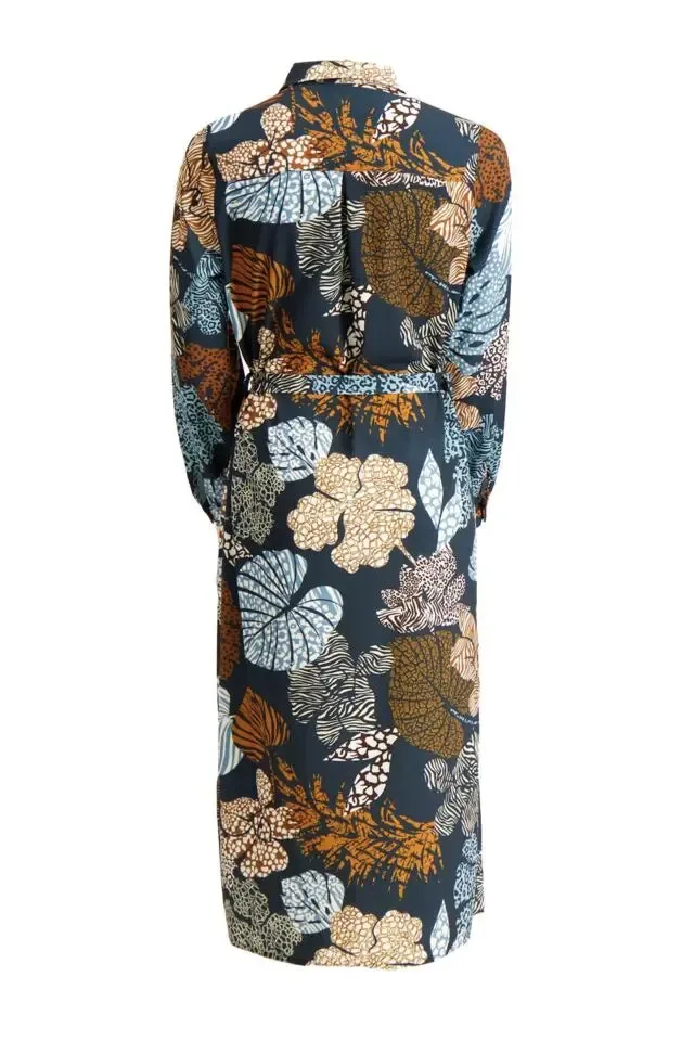 Signe Nature Lang gebloemd kleed: Blauw ( Signe.1006 )