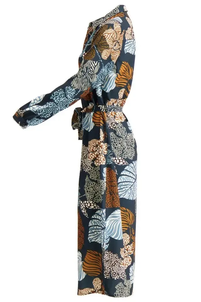 Signe Nature Lang gebloemd kleed: Blauw ( Signe.1006 )