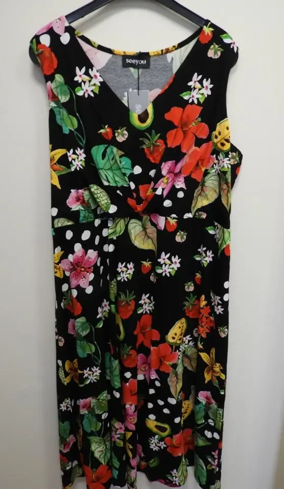 See You fris zomerkleed mouwloos: Zwart geprint tot maat 52 ( See.86 )