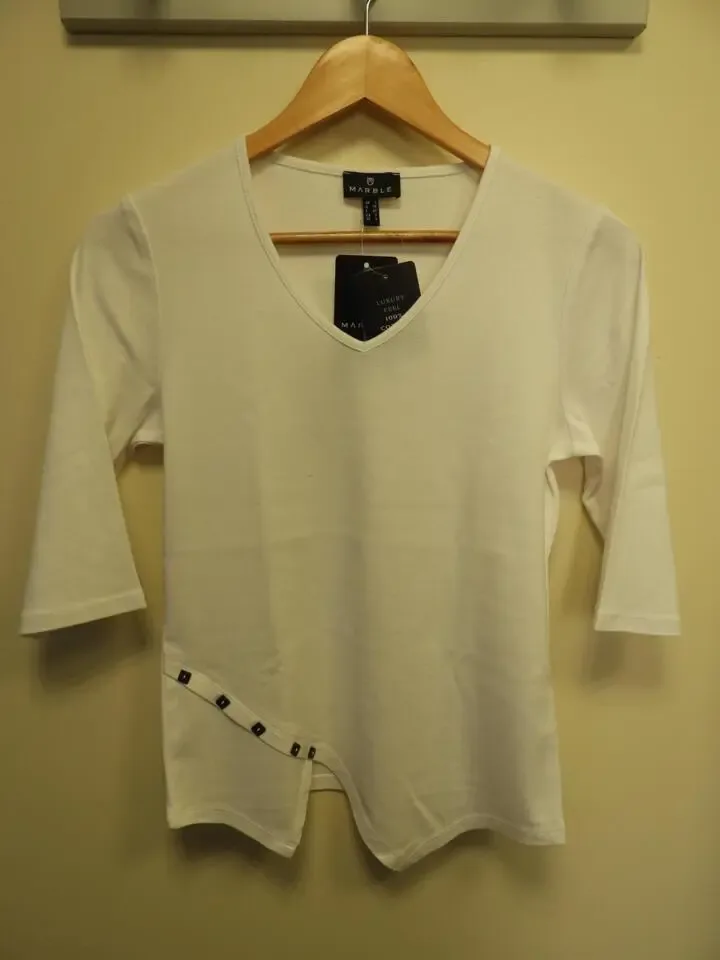 Marble T-shirt: Wit 100% Katoen ( MAR.120 )