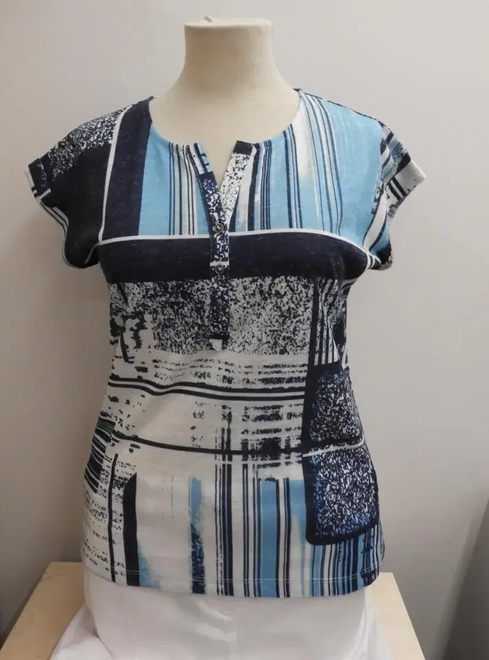 Femme T-shirt: Blauw / Wit ( GOD.30 )