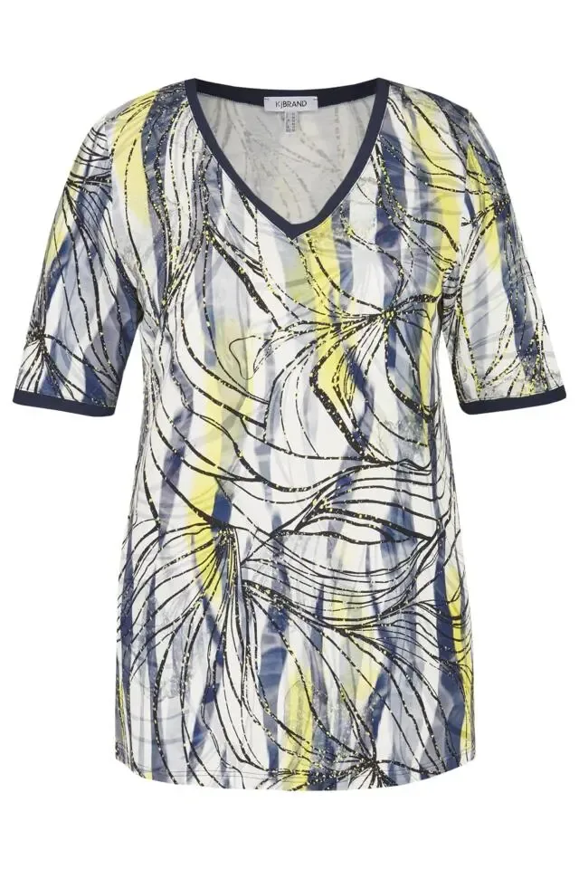 KJ Brand T-shirt: Blauw geprint tot maat 54 ( BRA.230 )