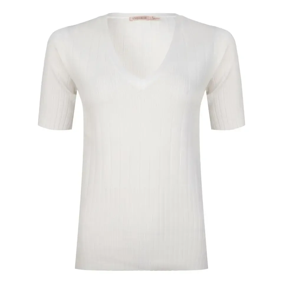 Esqualo Licht gebreid t-shirt: Off White ( ESQ.183 )