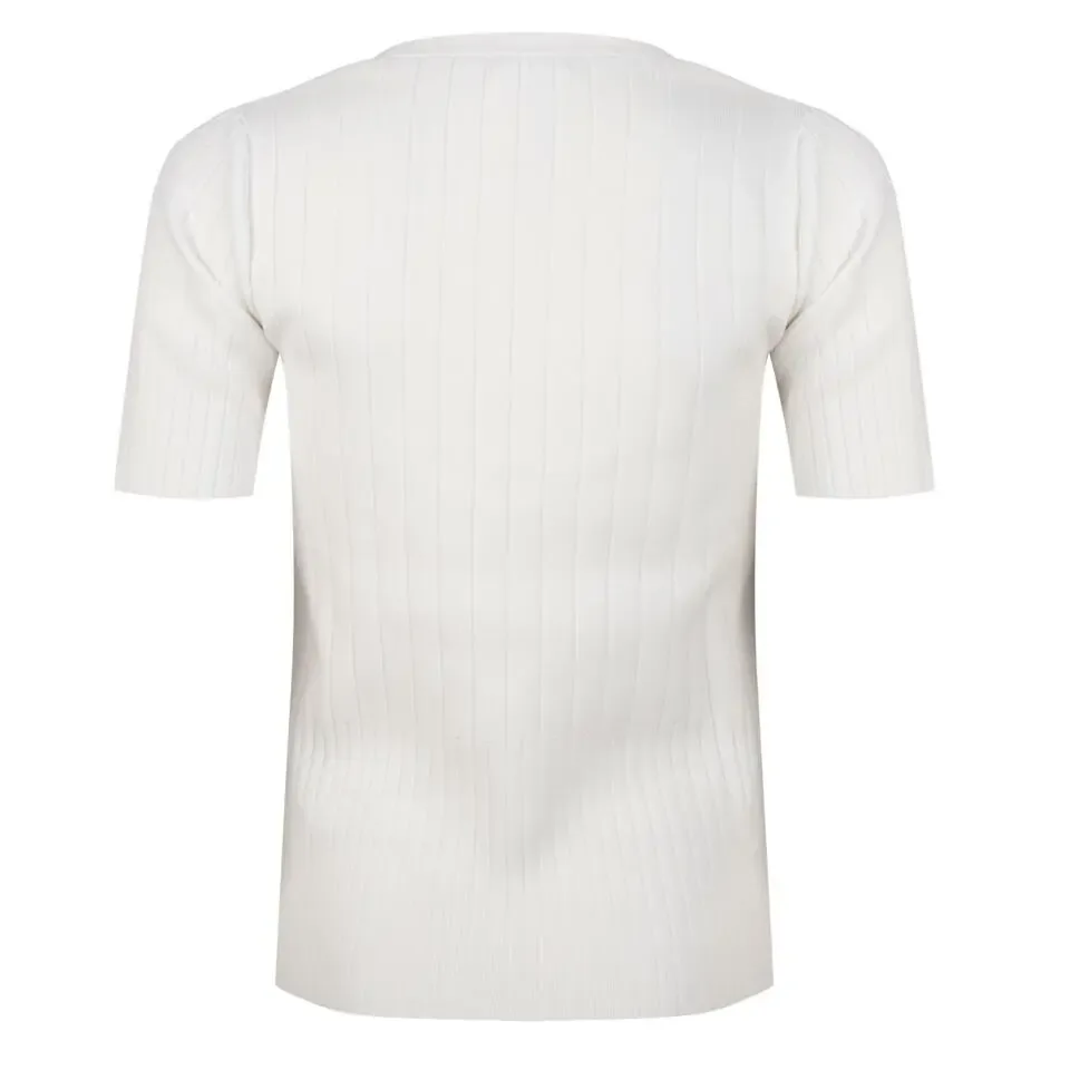 Esqualo Licht gebreid t-shirt: Off White ( ESQ.183 )
