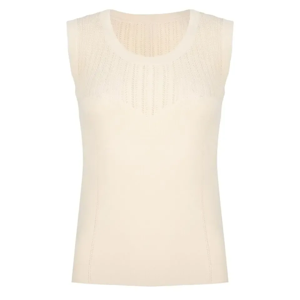 Esqualo Gebreide Top: Ajour Beige  ( ESQ.186 )