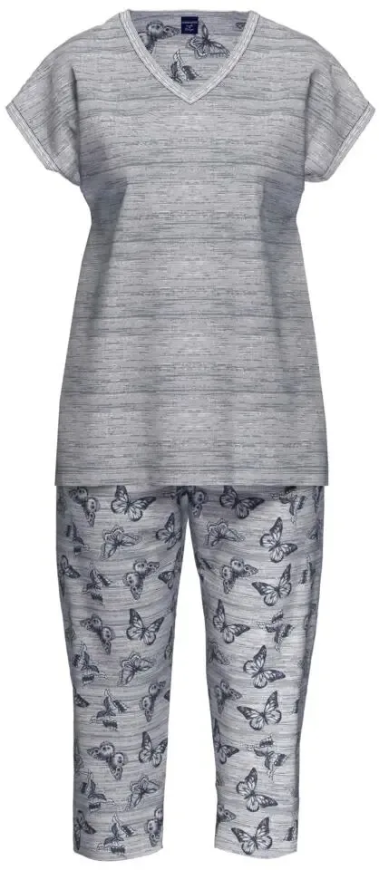 Ammann Dames Pyjama: Jeans kleur met vlindermotief ( Katoen / Modal ) ( AMM.378 )