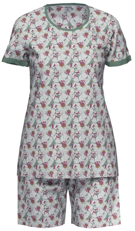 Ammann Dames Pyjama: Groen geprint met korte mouw / short ( AMM.375 )