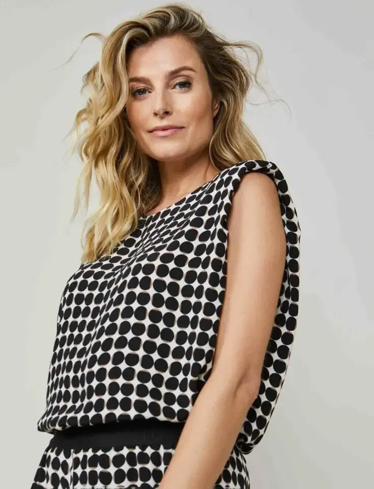 Summum Woman Top met schoudervulling: Print ( SUM.1 )