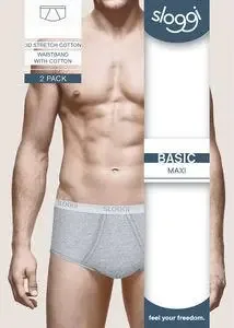 Sloggi Basic Men Maxi: herenonderbroek met opening, 2 pack ( Grijs / wit) ( Slog.94 / Slog.99 )