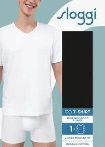 Sloggi Men Go Shirt V neck: Wit ( slim fit ) ( Slog.234 )