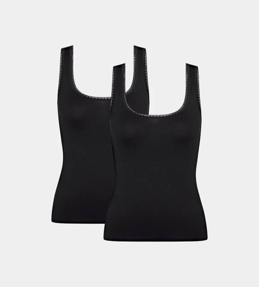 Sloggi dames singlet: go organic cotton duopack zwart (SLOG.241)