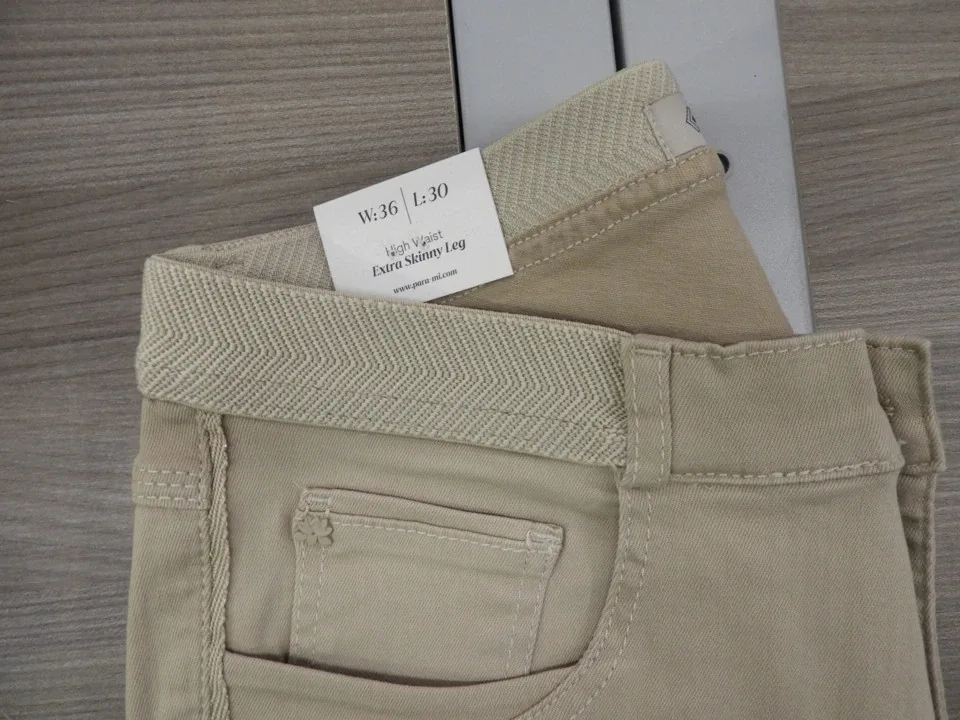 Para Mi Broek: Nikita Elastic Color Denim Beige Marble L30 ( Skinny leg ) ( PARA.185 )