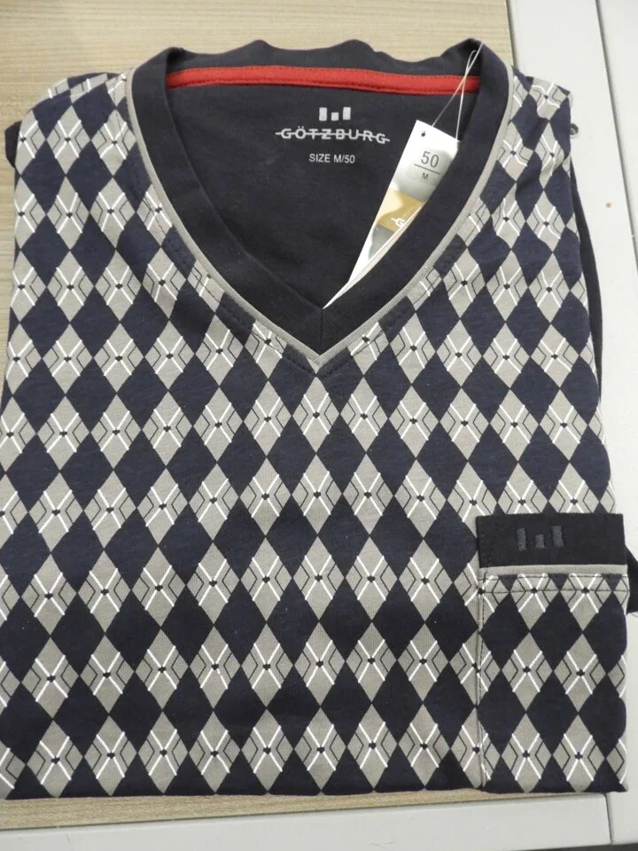 Götzburg Heren pyjama: bedrukt, lange broek, tot 5XL ( GOT.2 )