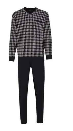 Götzburg Heren pyjama: bedrukt, lange broek, tot 5XL ( GOT.2 )