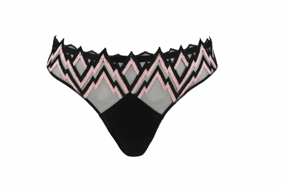 Louisa Braque Slip Mini: Ziggy, Zwart / roze ( SEC.256 )
