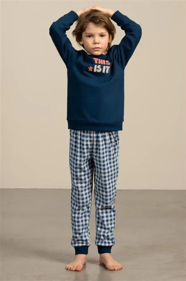 Eskimo Jongens pyjama: Sam, Gemoltoneerd + fleece broek ( ESK.1699 / ESK.1703 )