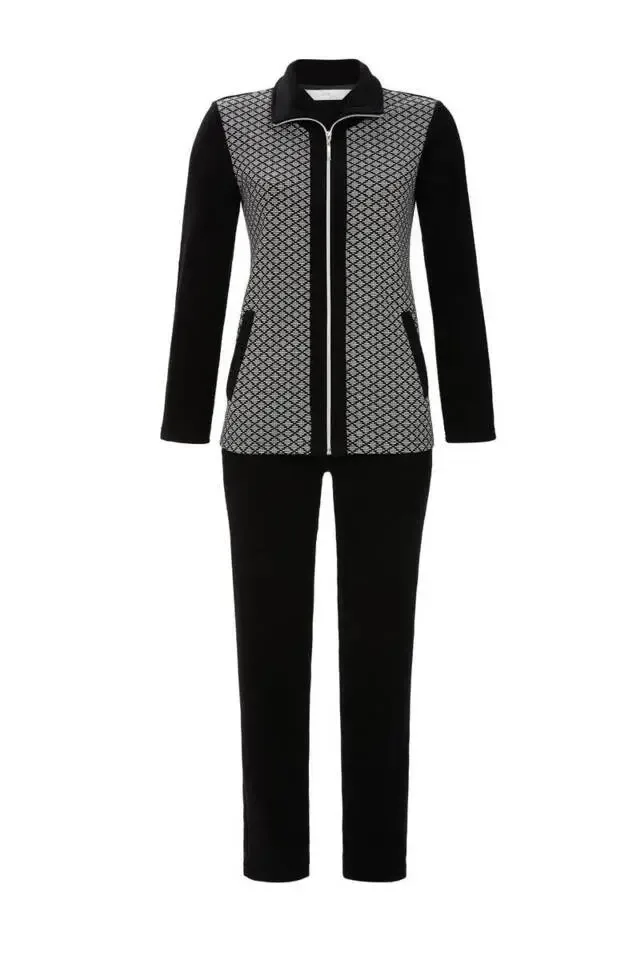 Ringella Dames Homewear: Zwart, met rits  ( RIN.318 )