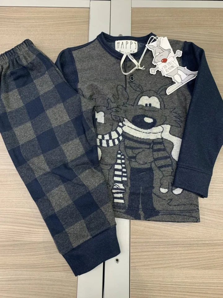 Happy People Jongens Pyjama: Warm, carre broek ( HAP.55 )