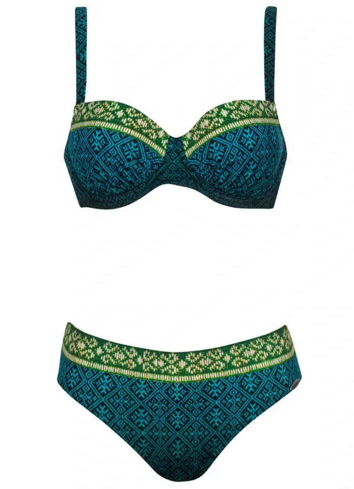 Sunflair Bikini: Groen multicolor, midi slip ( Sunf.99 )
