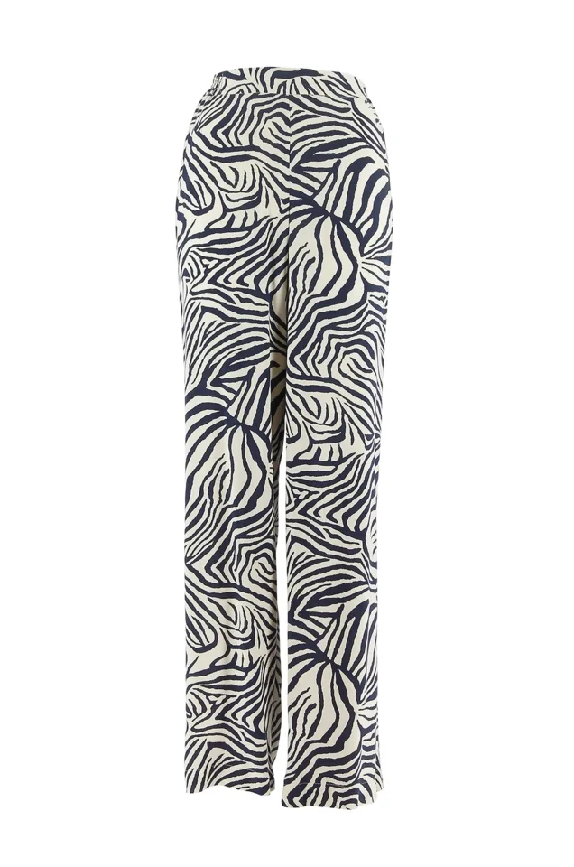Signe Nature Broek: Blauw / wit, los zittend ( Signe.1066 )