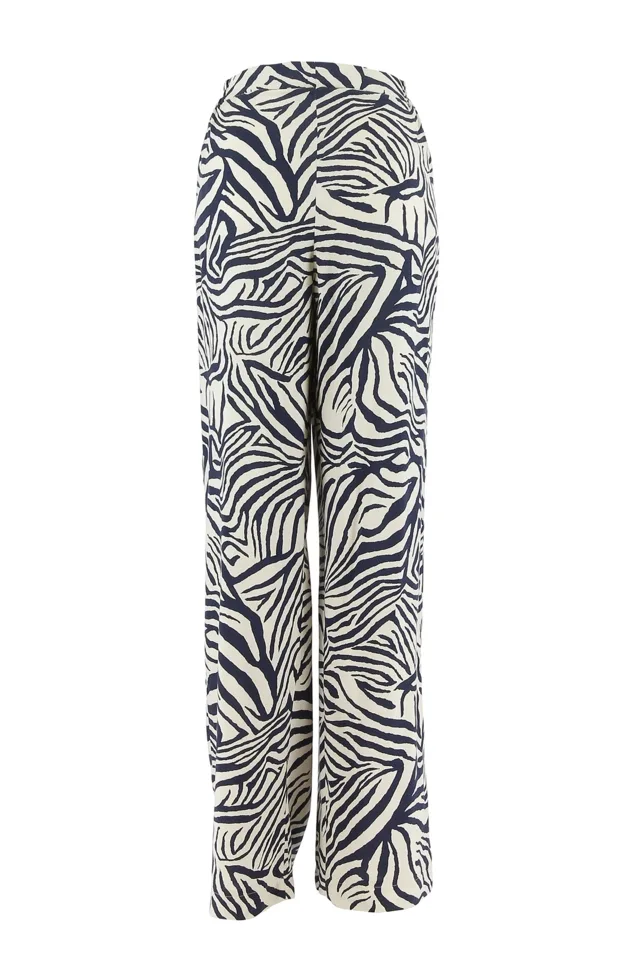Signe Nature Broek: Blauw / wit, los zittend ( Signe.1066 )