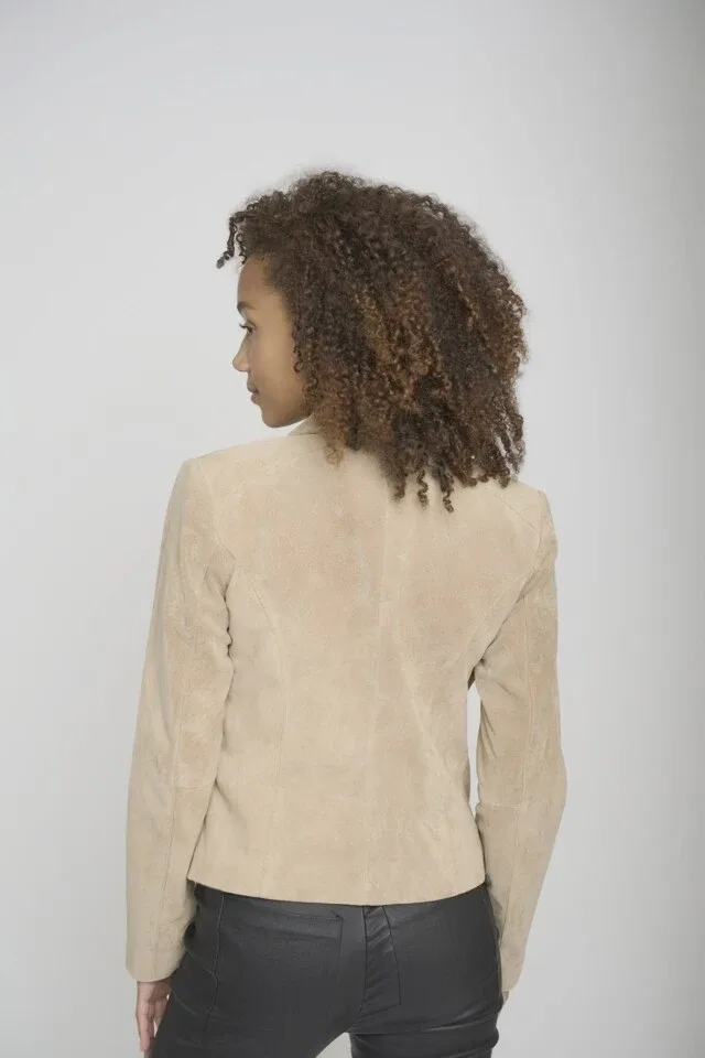 Rino & Pelle Suede pig vest: leder, col & revers, beach color ( RINO.18 )